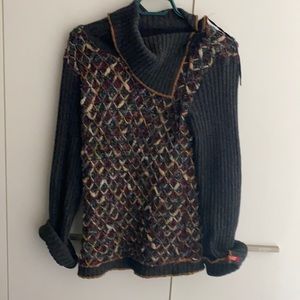 Miss Sixty Multicolored Bell Sleeve Turtleneck Sweater